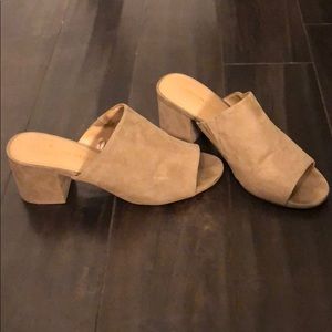 Suede open toe mules